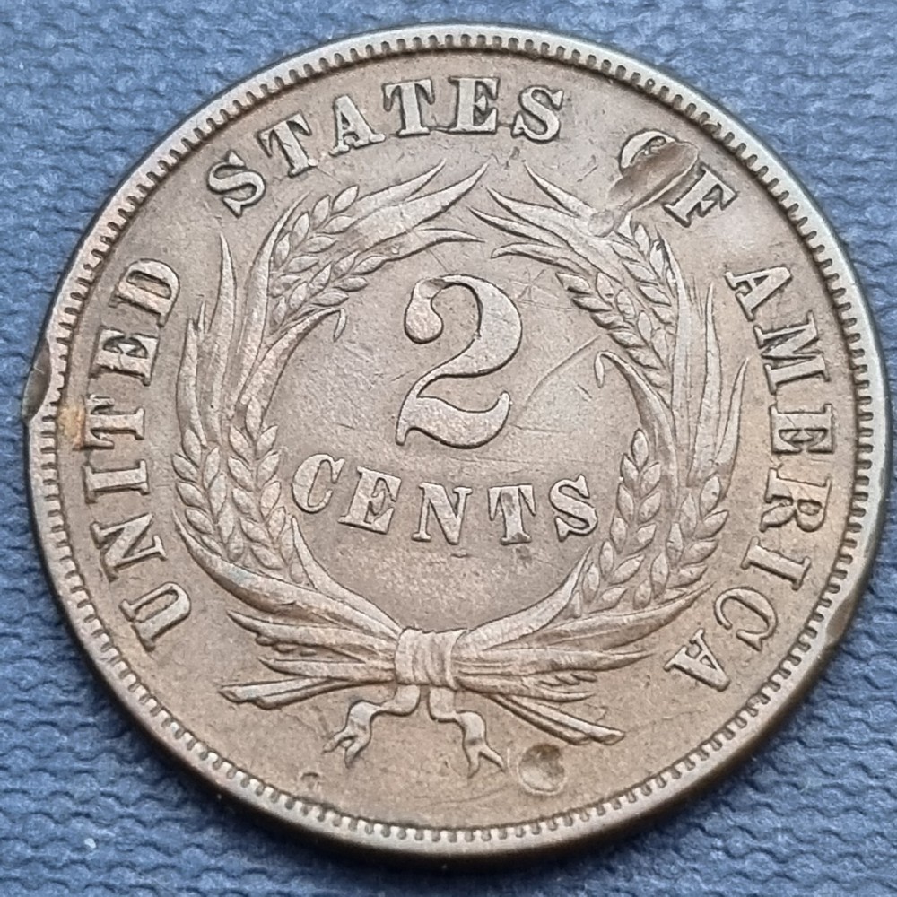 1871 Two Cent Piece 2c Better Grade XF + Details #58808