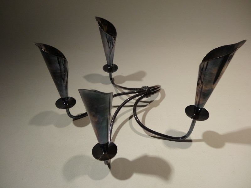 Hans Jensen Danish Silverplate Four-Light Candelabra