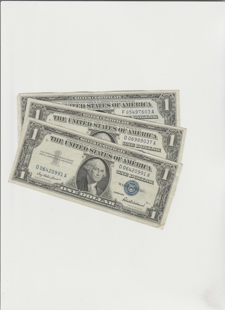 3 Lightly Circulated 1957  Silver Certificate