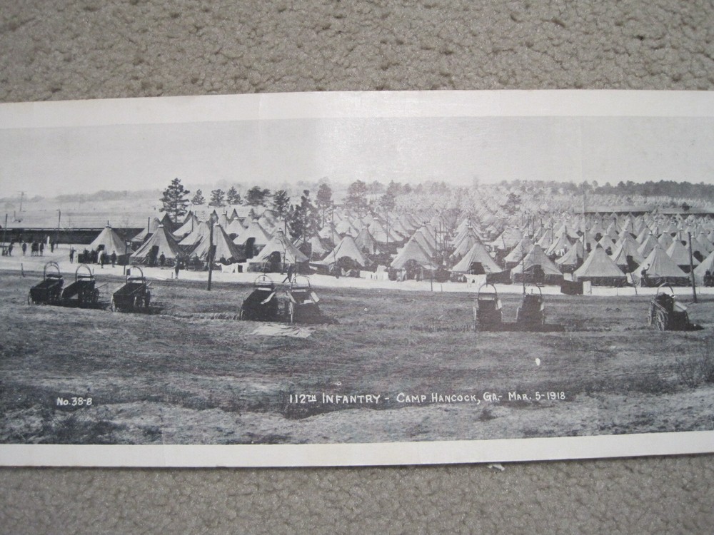 Antique & Original WW1 Panoramic 112th Infantry Camp Hancock, GA