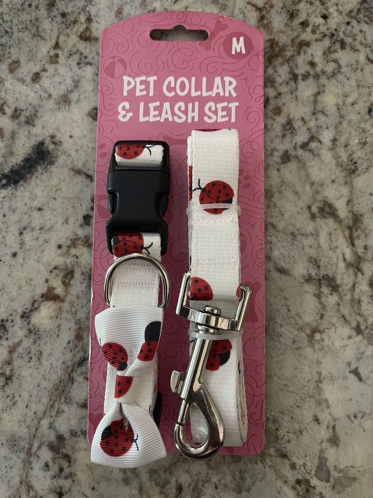 Pet Ladybug Collar & Leash Set New