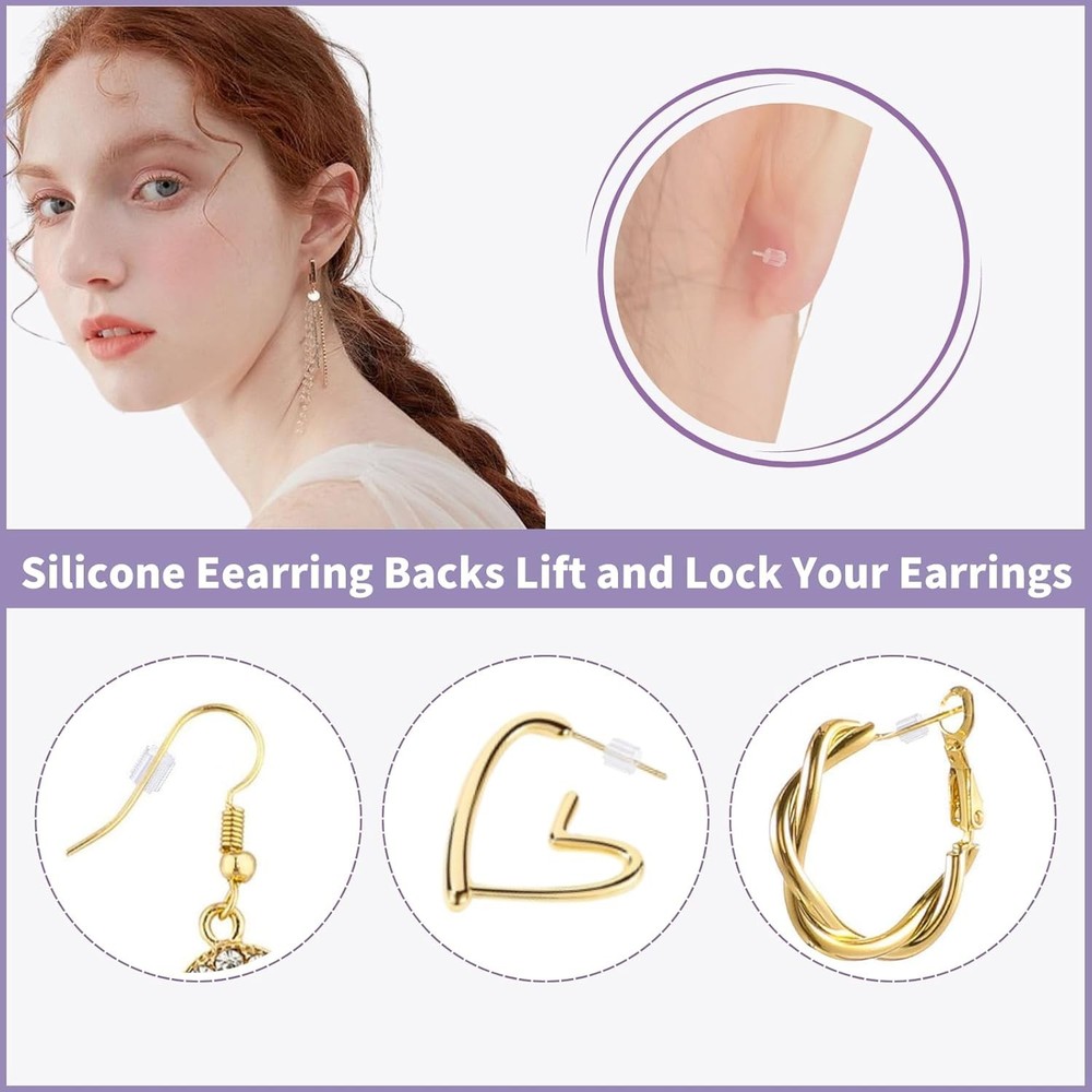 200PCS Clear Silicone Replacement Earring Backs for Stud and Fishhook Earrings