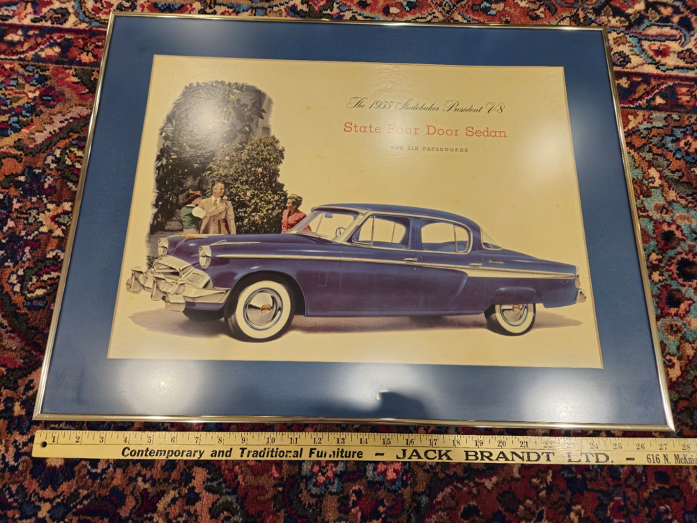 1955 STUDEBAKER ACCESSORY COMMANDER PRESIDENT ORIGINAL SHOWROOM POSTER *2 FRAMED