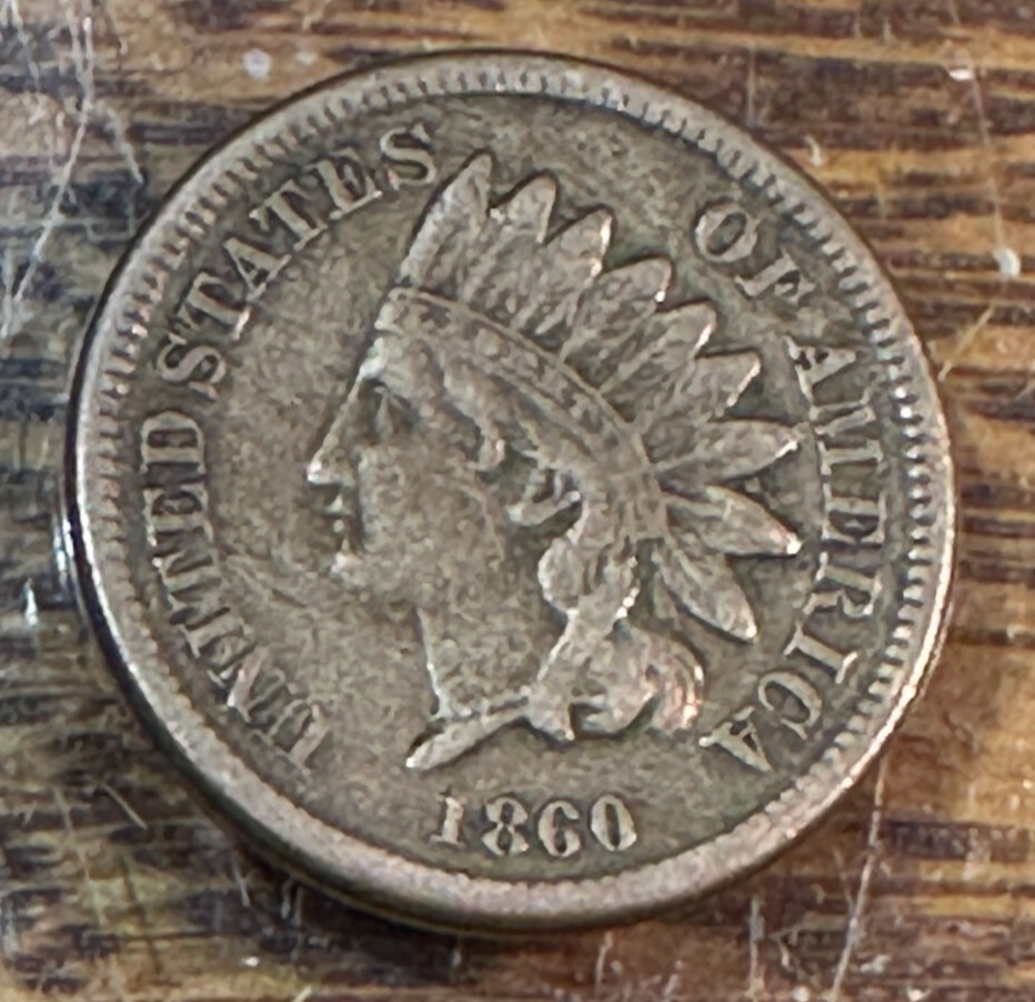 1860 Rounded Bust Indian Cent Nice Original VF CHRC