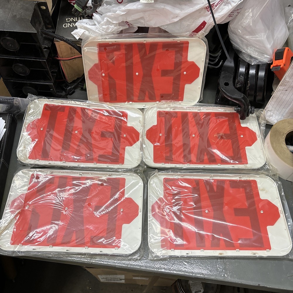 Lithonia Lighting, White Red Emergency Exit Thermoplastic LED Sign, # 13M595