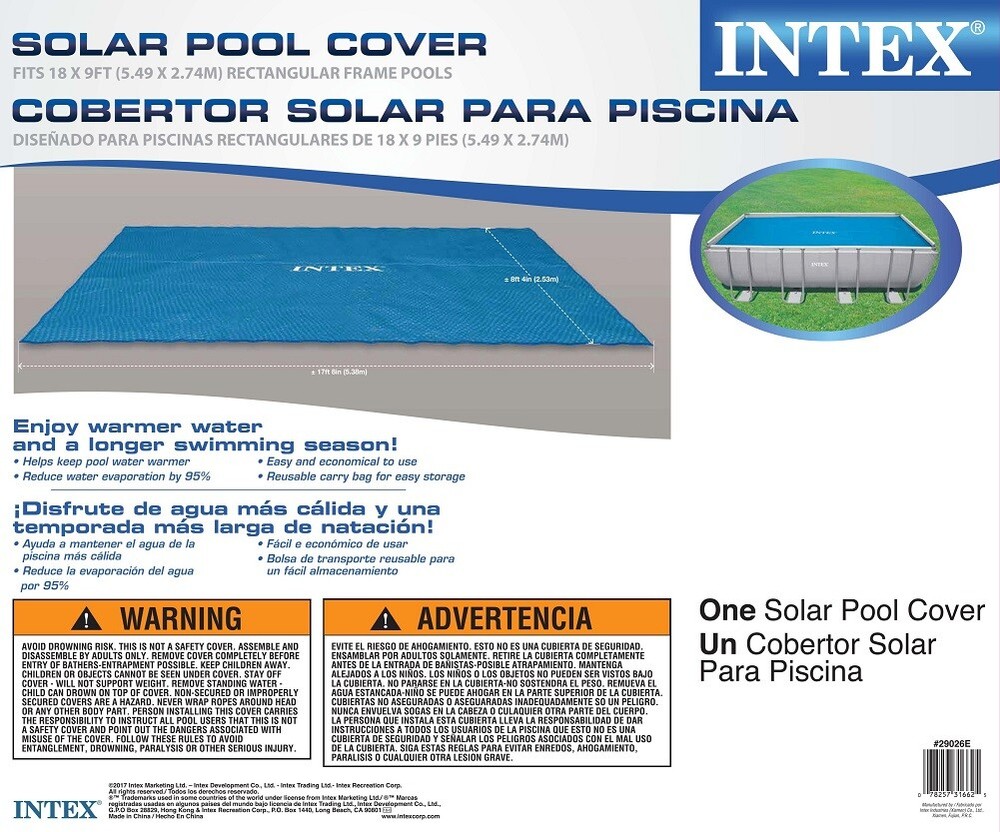 Intex Solar Pool Cover for 32ft x 16ft Rectangular Swimming Pools