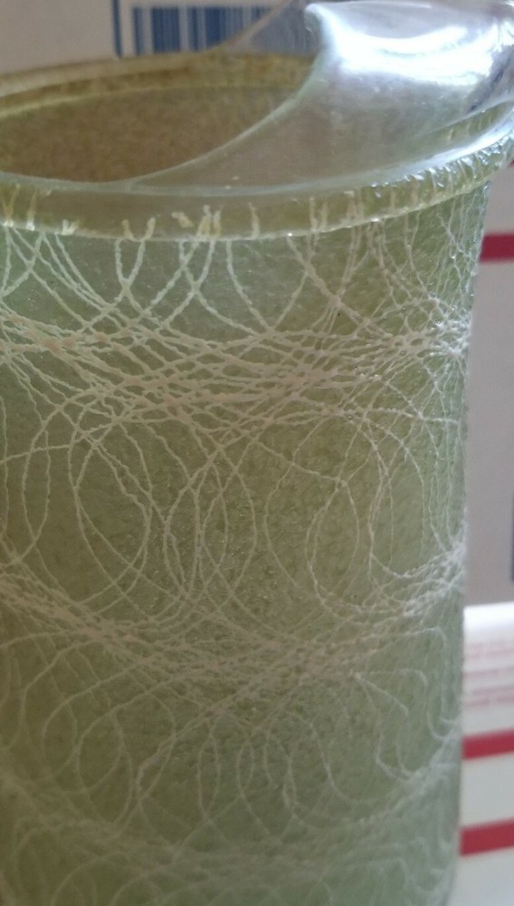 Vintage 1950's Green Spaghetti String Glass Pitcher
