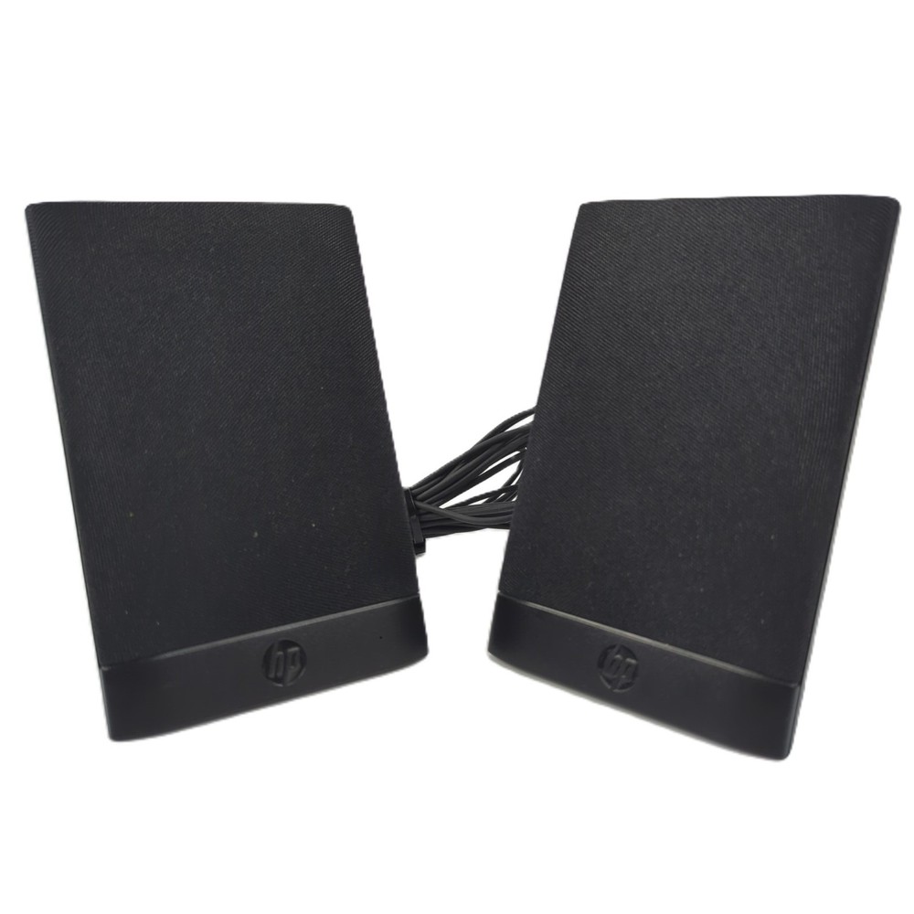 HP H204B USB Powered Flat Computer Speakers Black Wired Desktop Laptop Tested