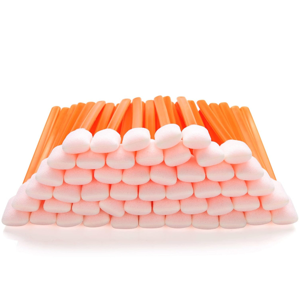 Foam Sticks Cleaning Swabs (50 Pcs 5.25" Large Rectangular Foam Tips, Orange) Cl