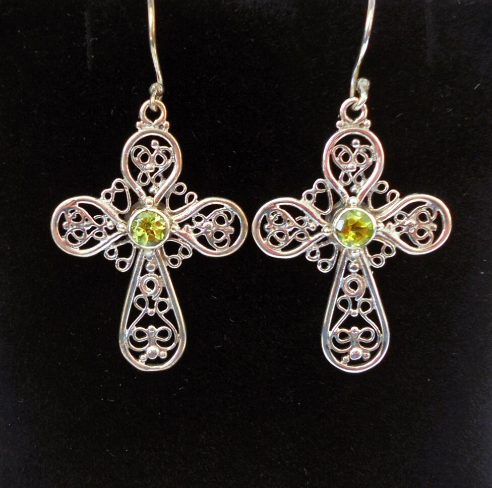 Handmade Sterling Silver Peridot Earrings