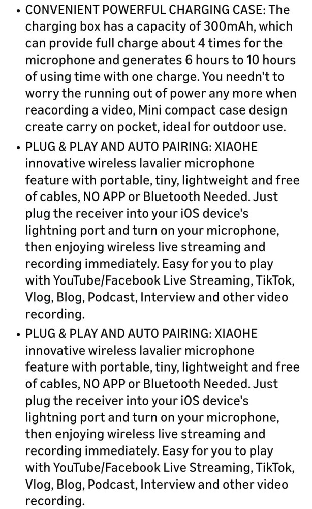 Wireless Vlogging Lapel Lavalier Microphone For iPhone Lightning Connector