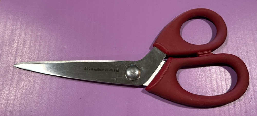 Kitchen Aid Kitchenaid Bent Shears Red HTF Rare Soft Grip 5" Blades