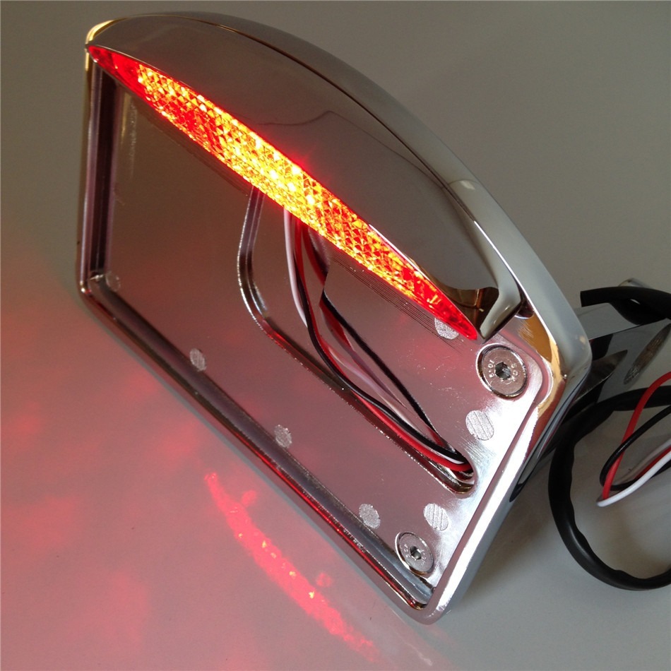 Side Mounted License Plate Assembly Chrome Led Tail Brake Light