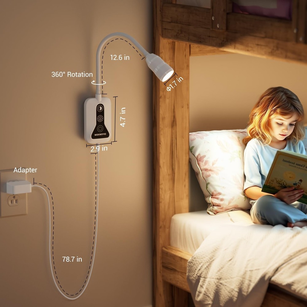 Wall Mounted Reading Light for Bed, Headboard Light with 360° Flexible Arm,