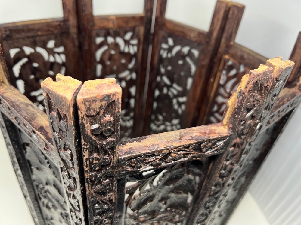 Antique Hand Carved Sheesham Octagon Folding Table