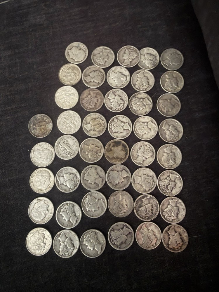100 Silver Roosevelt/Mercury Dimes %90 Silver Mixed Dates uncertified
