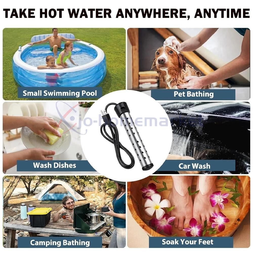 Immersion Water Heater , 2000W Submersible Portable Electric Heaters 110V