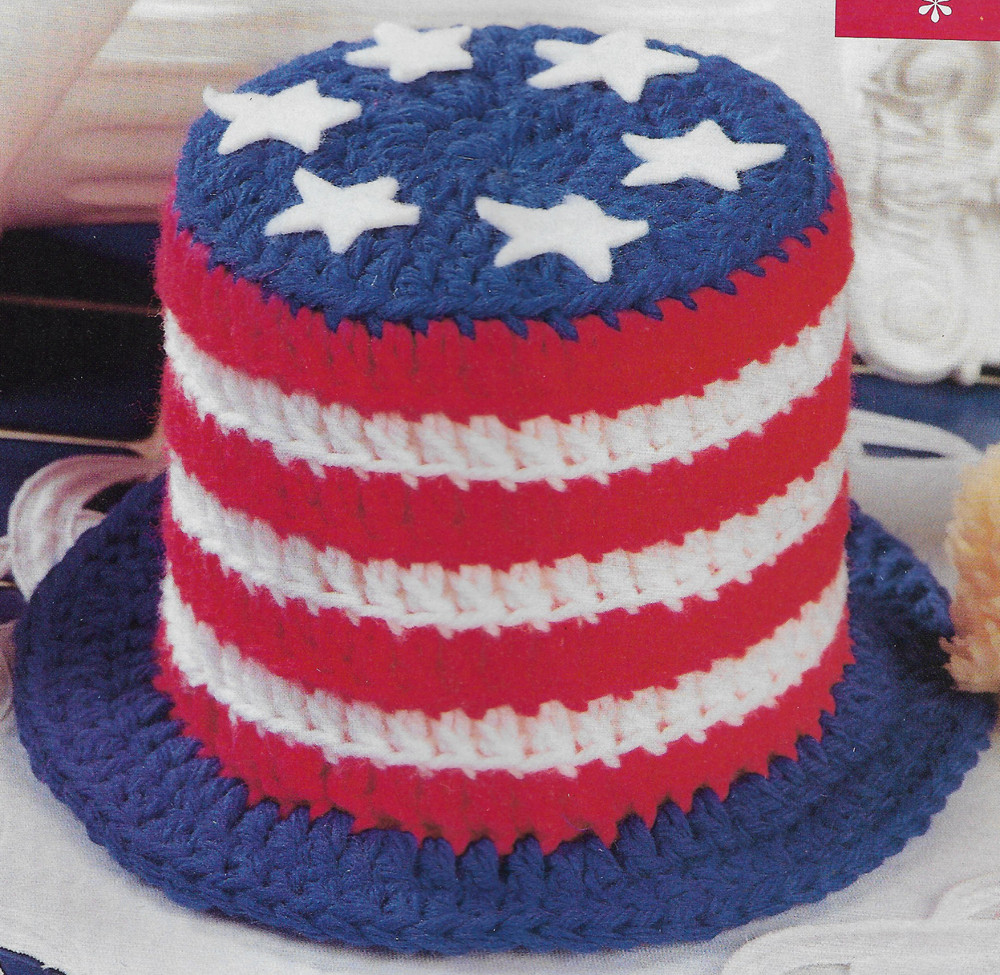 Stars & Stripes Tissue Roll Cover crochet pattern instructions