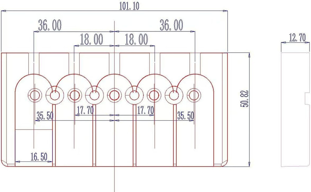 Chrome 5 String Electric Bass Bridge with Adjustable Saddles