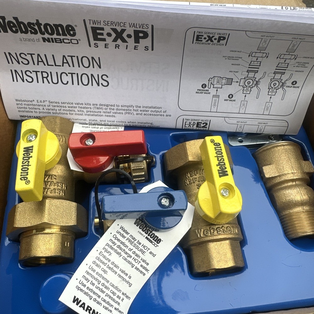 Webstone 3/4 in. EXP Ultra-Compact Tankless Water Heater Valve Kit, Brass Valves