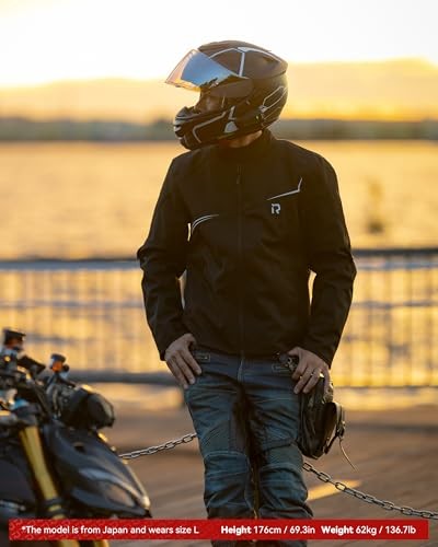Motorcycle Jacket with CE Armor, Windproof Riding Protective Gear, Medium Black
