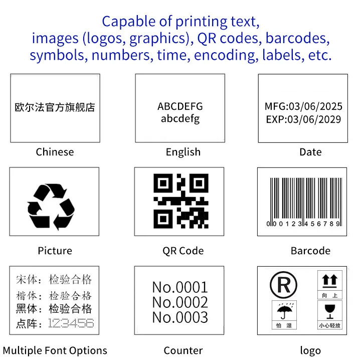 12.7mm handheld inkjet printer prints expiration date text batch number barcode