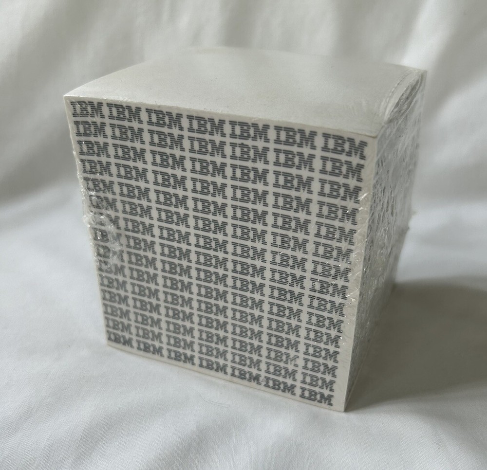 Vintage IBM Logo Note Paper Stack Cube Writing Notepad 3.5" x 3.5" Unused Sealed
