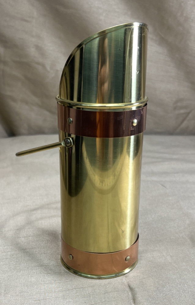 Vintage Brass & Copper Mini Coal Shuttle w/ Handle - Matchstick Holder & Striker