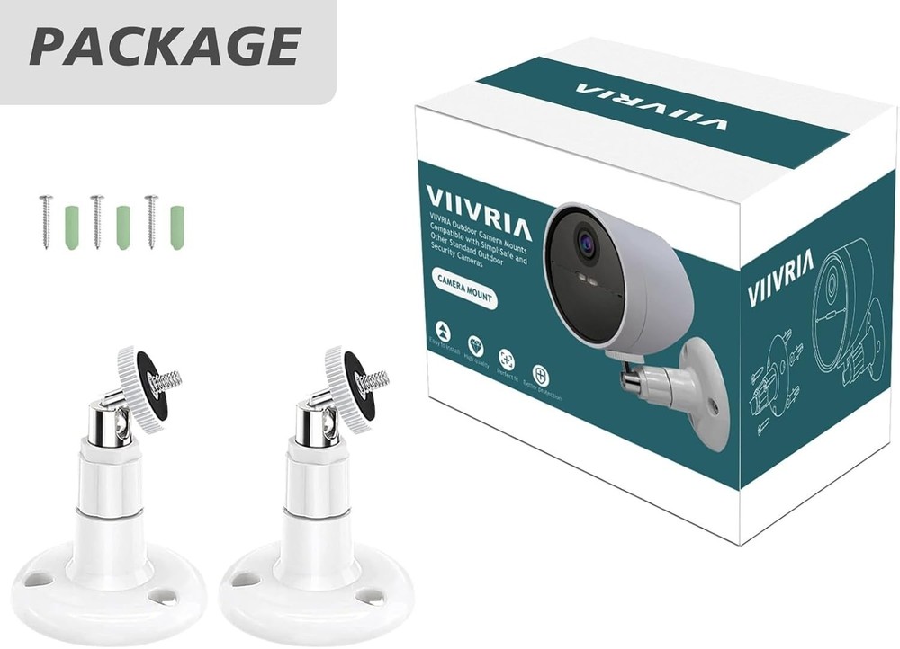 2 Pack Wall Mount Compatible with SimpliSafe Outdoor Security Camera,360°Rotate.