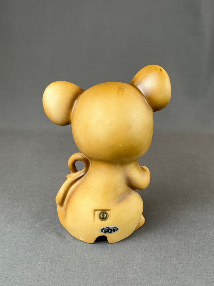 Vintage Josef Original MOUSE WITH PINK BOW 6" Ceramic Night Light ~ Working