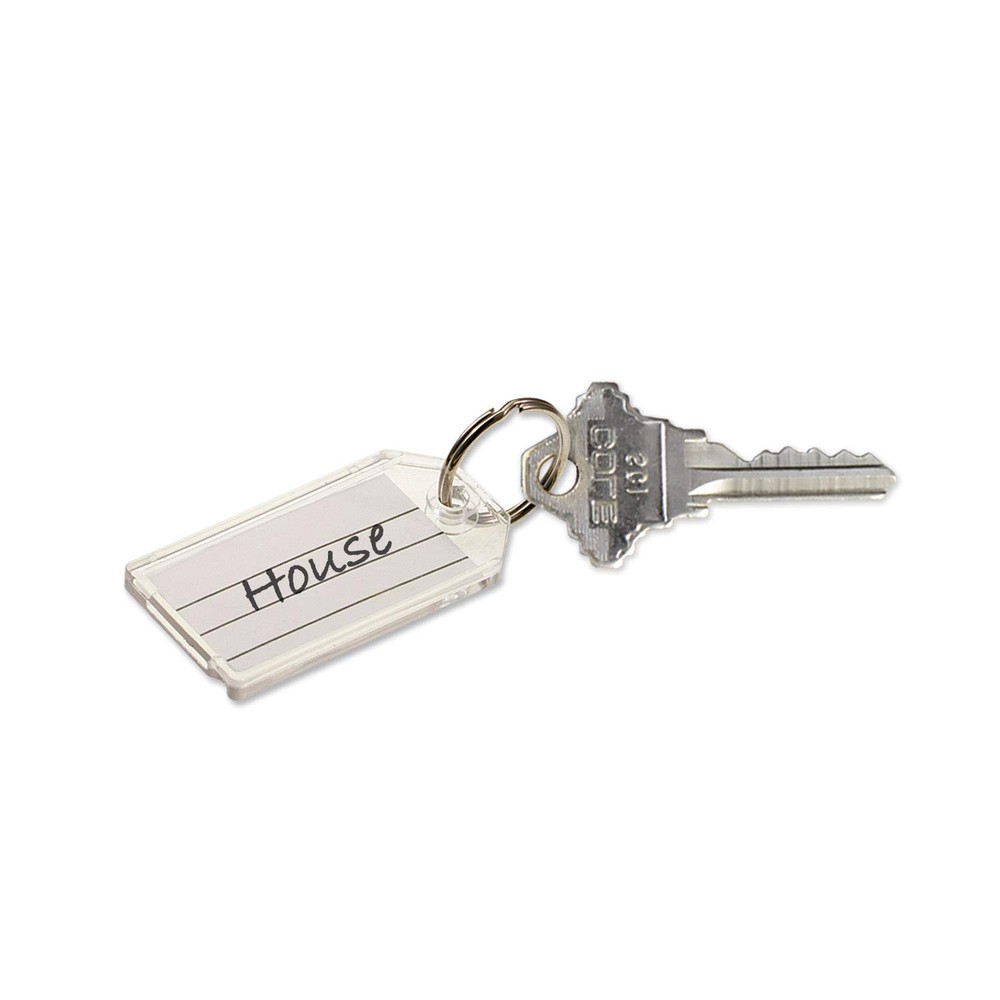 2 Pack Extra Strength Key Tags with Split Ring Durable Clear Plastic ID Tags