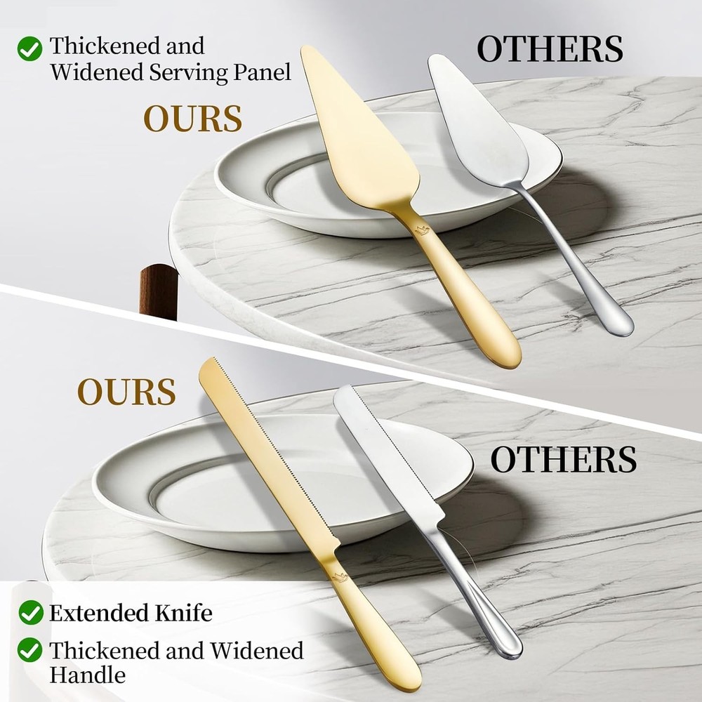 Cake Cutting Set for Wedding - Extended Cake Knife and Server Set Thickened S...