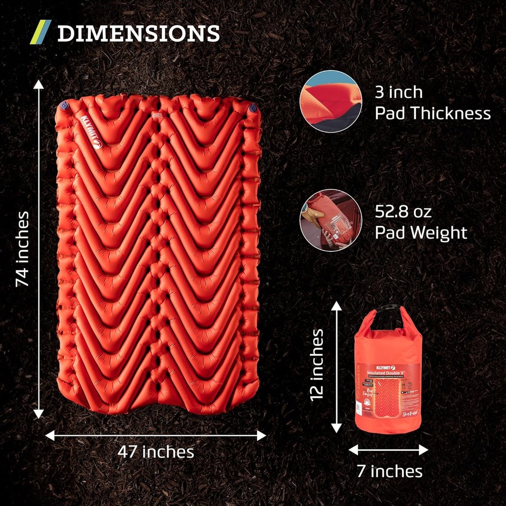 KLYMIT Insulated Double V 2-person Sleeping Camping Pad READ DESCRIPTION
