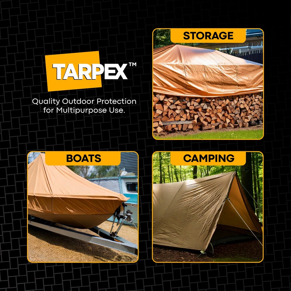 TARPEX - 12 Mil Tan Extra Heavy Duty Poly Tarp 6' x 30'