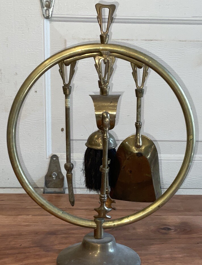 Brass Short 4 Piece Fireplace Tool Set