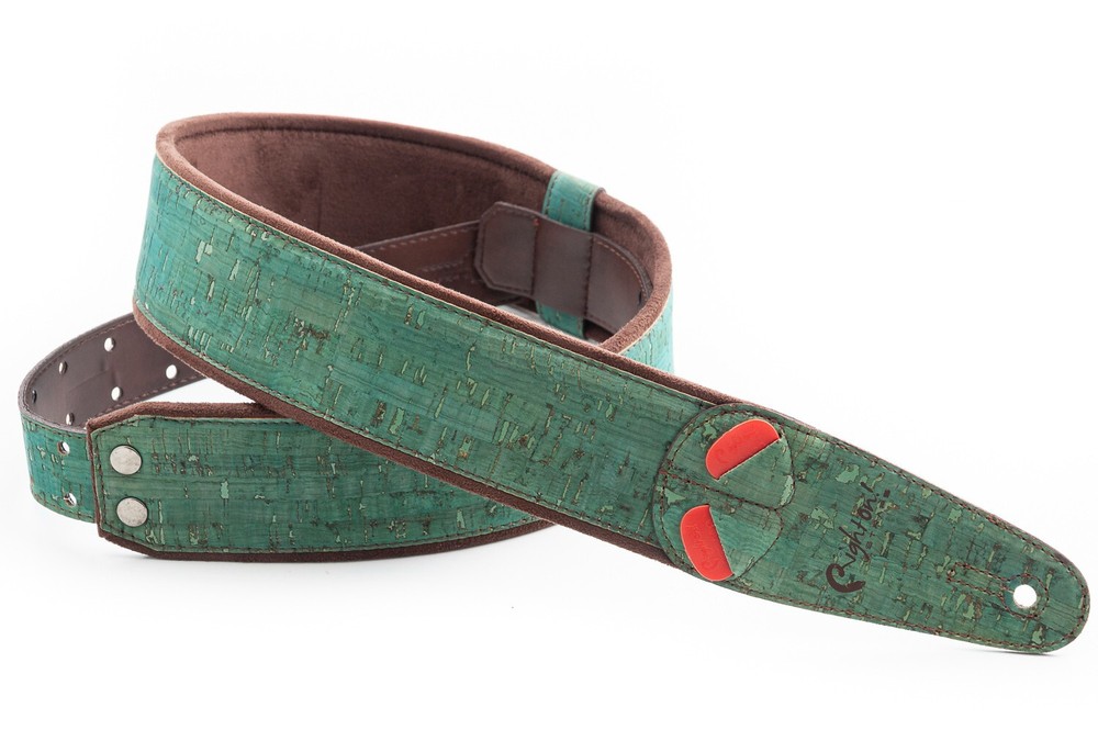 RightOn! Mojo Cork Guitar Strap; Teal