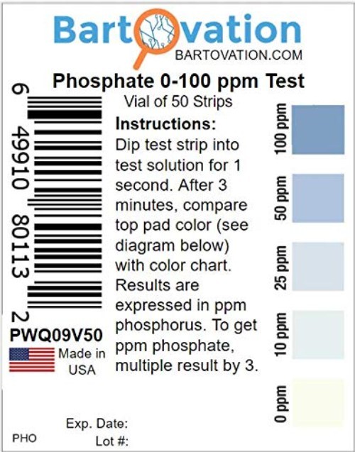 50-Pack Phosphorus & Phosphate Detection Strips 0-100 ppm - Easy Use