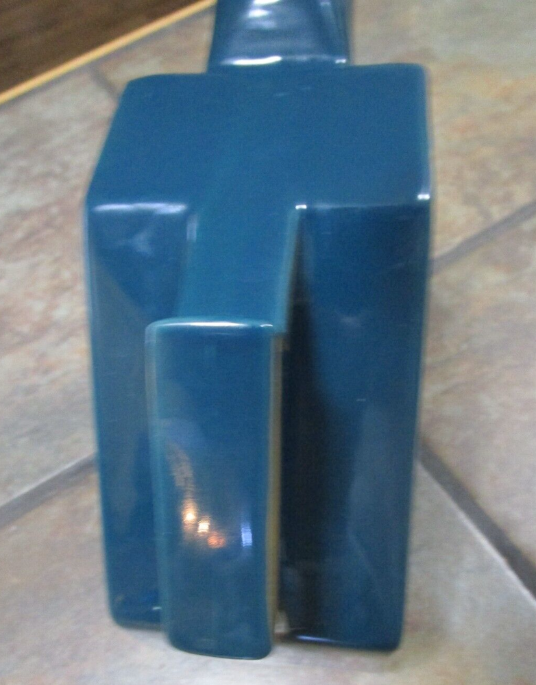 PITCHER W PEGASUS ~ VINTAGE ~ GEOMETRIC ~ TEAL & GOLD ~ UNKNOWN MAKER ~ EUC