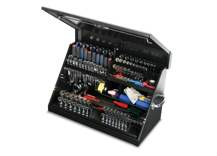 Montezuma ME300B 30" x 15" Triangle Toolbox, Steel, Black