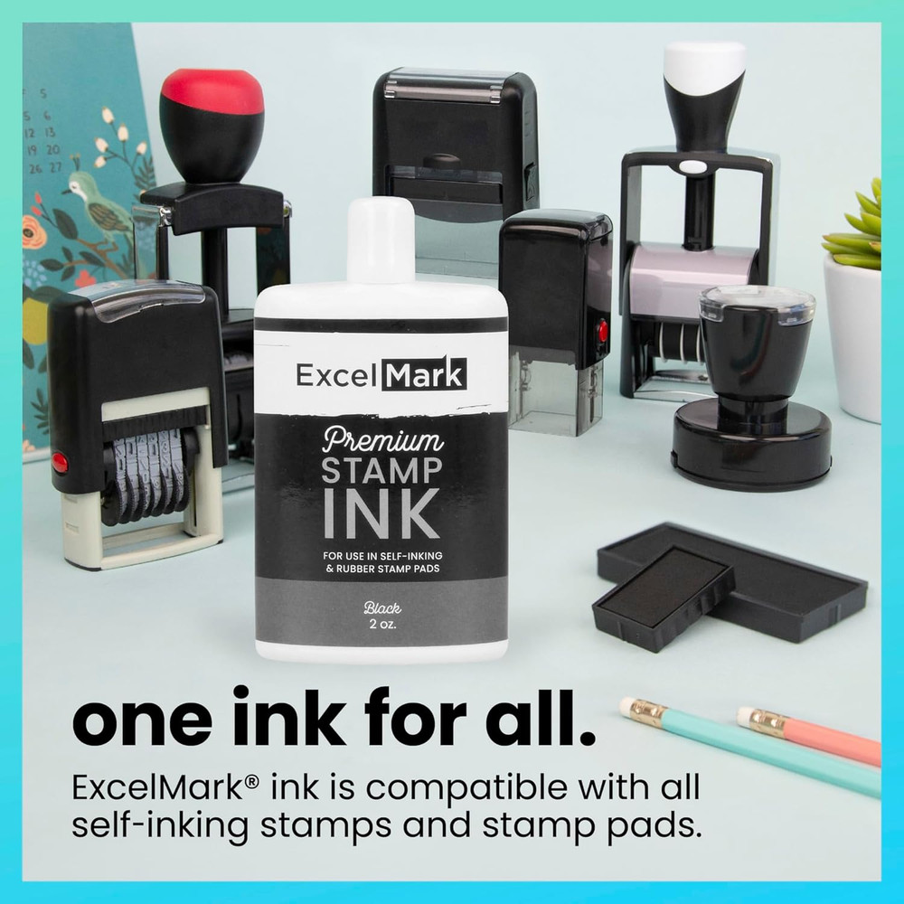Self Inking Stamp Refill Ink - 2 Oz. - Black Ink