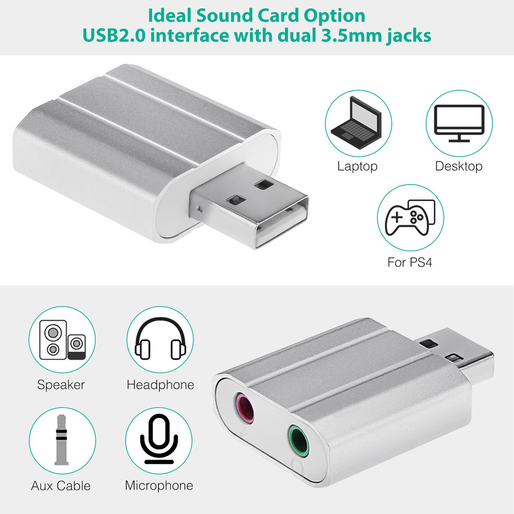 USB Audio Adapter External Stereo Sound Card