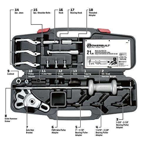 Master Axle Puller Tool Set, Remove Car Front and Rear, Bearings and 21 Piece