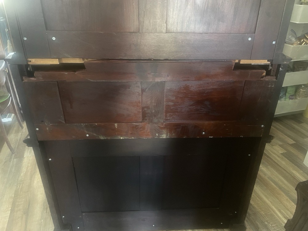 FLAME MAHOGANY DROP FRONT MECHANICAL DESK, ATTR. HERTER