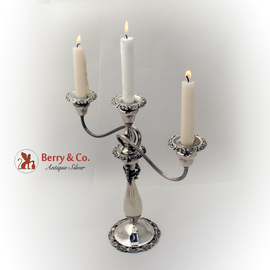 Baroque Three Branch Candelabrum Wallace Silverplate