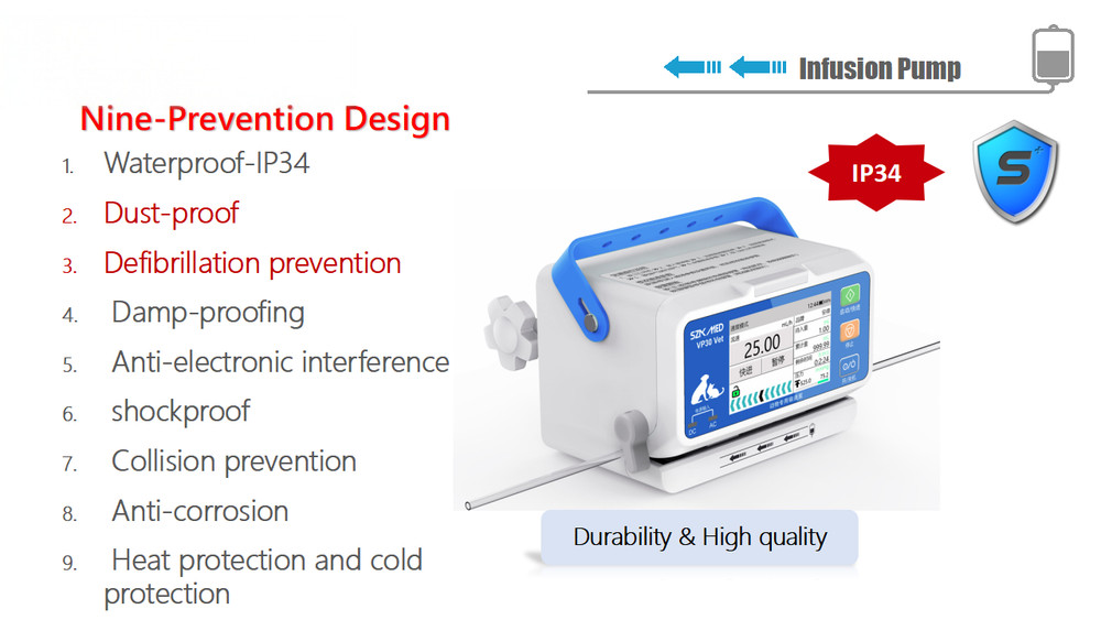 V30-VET Infusion pump with touchscreen dual CPU multi-mode operation waterproof