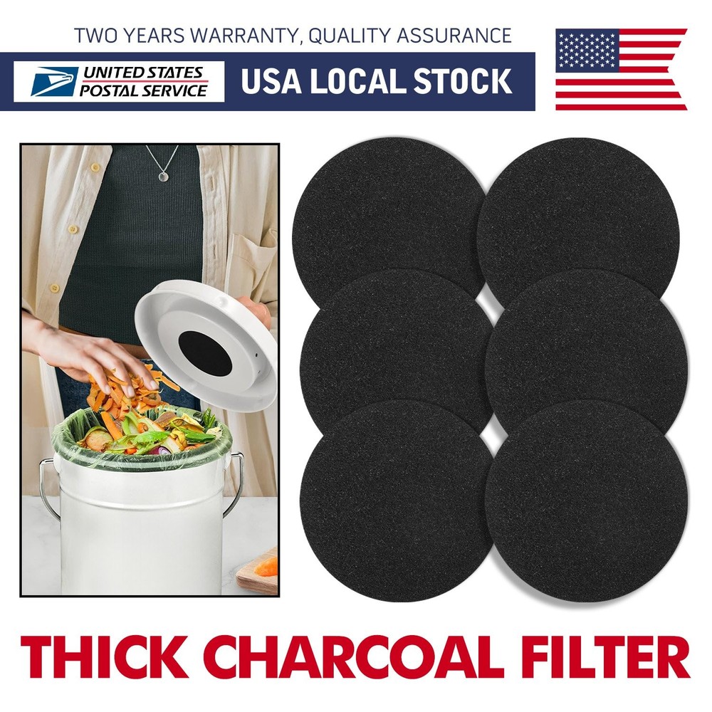6.7 Inch Compost Bin Replacement Filter Set 6 Pack for Regular Compost Use