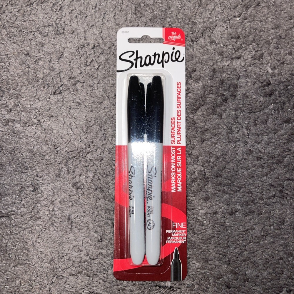 Sharpie Permanent Markers, Fine Point, Black, 2 Count
