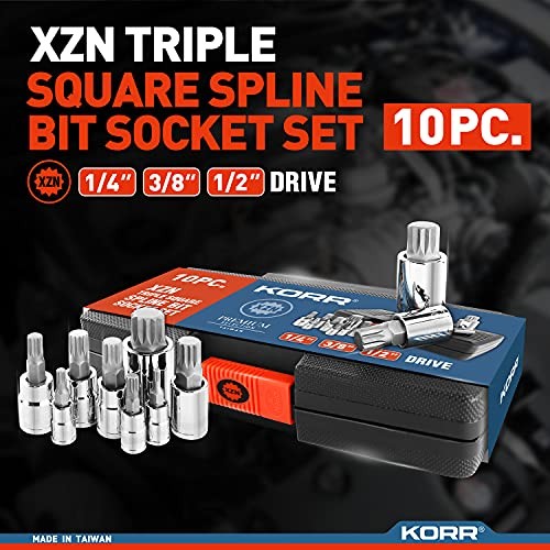 Tools KSS009 10pc XZN Triple Square Spline Bit Socket Set