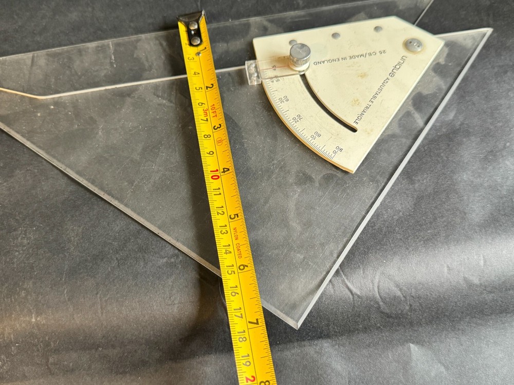 VINTAGE 25CB UNIQUE ADJUSTABLE TRIANGLE RULE RULER MEASURE