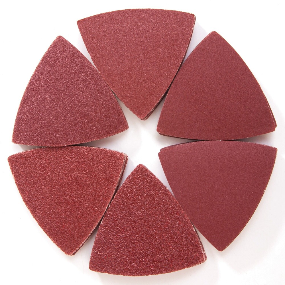 100PCS Triangle Sanding Pads for Oscillating Multi-Tool Hook Loop Sandpaper Disc